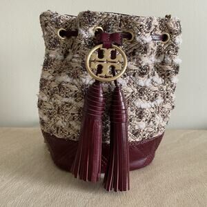 Tory Burch Fleming Soft Tweed Mini Bucket Bag